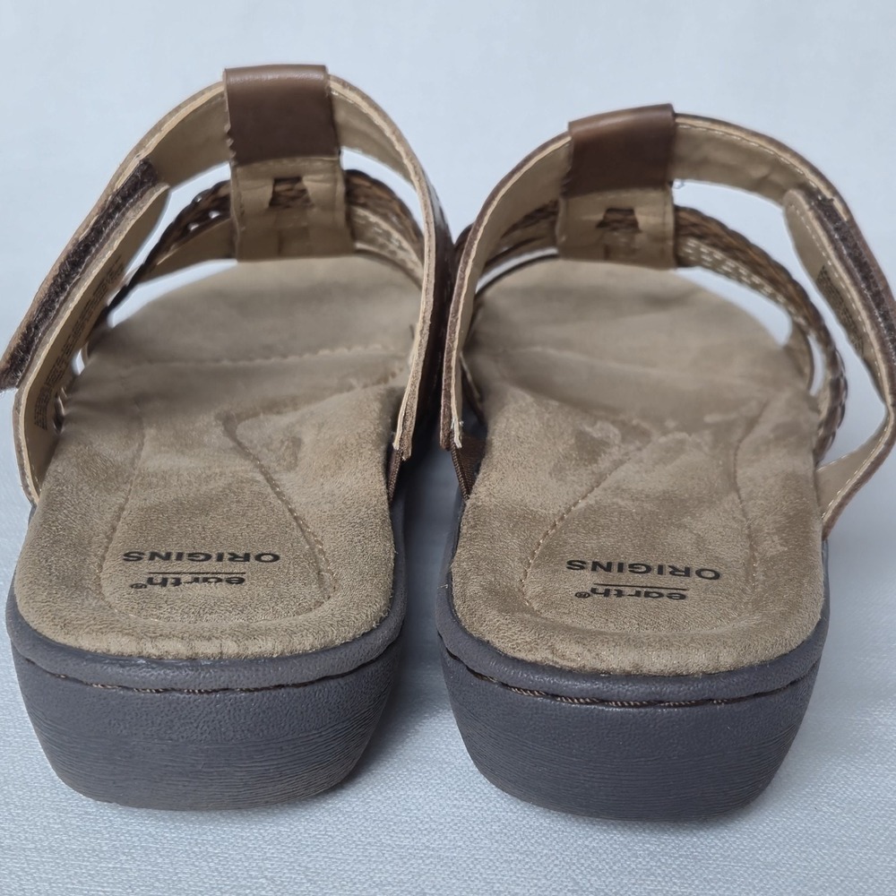 Earth Origins Hayward Hollie Tri-Color Brown Leather Slide Sandals Women 8.5 Adj - Picture 5 of 9
